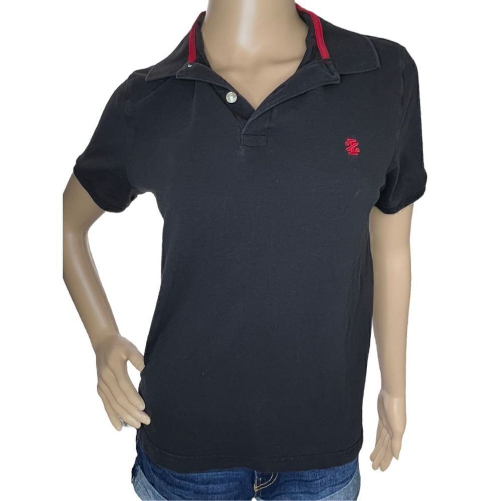 Izod Black Short Sleeve Polo Shirt With Red Logo